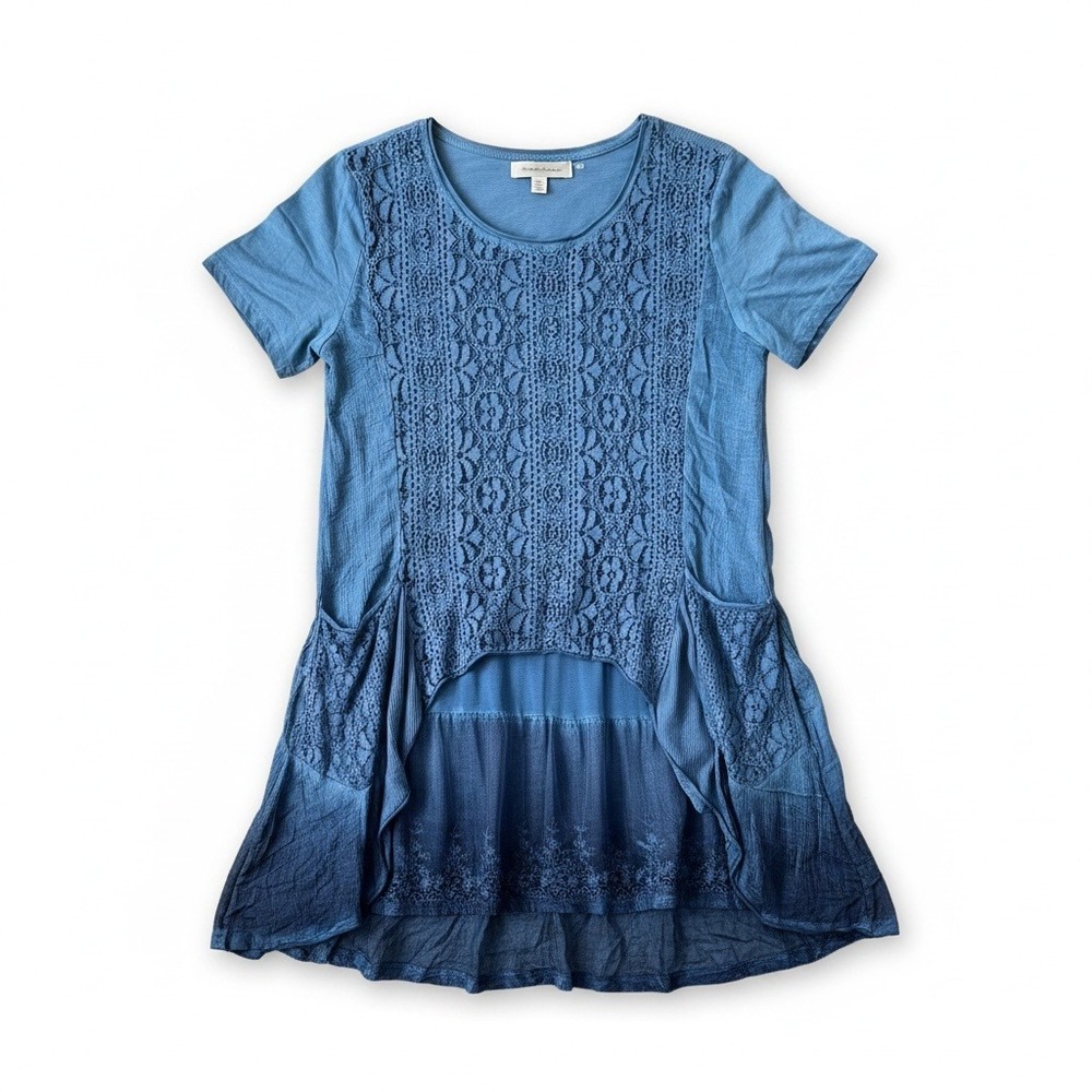 Blue Lace Tunic Top Small Boho Fairycore Lagenlook